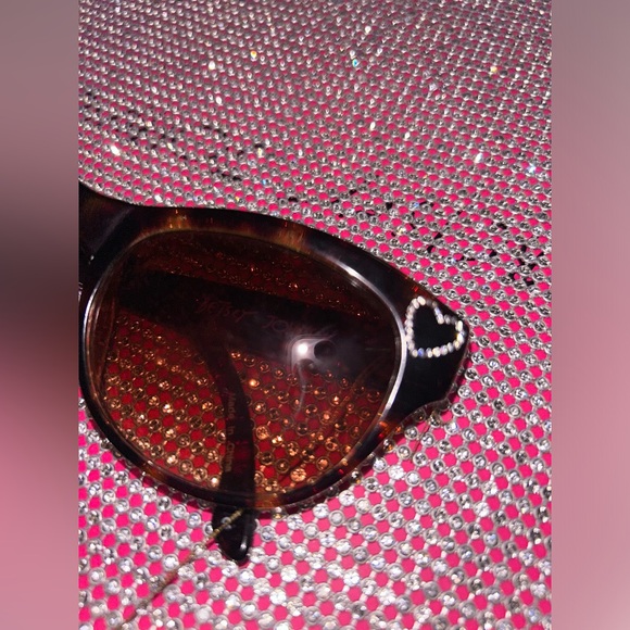 Betsey Johnson sunglasses crystal rhinestone heart cateye tortoise shell vintage - Picture 6 of 12